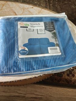 Loveseat Recliner Cover, Soft Stretch Sofa Slipcover, Classic Blue