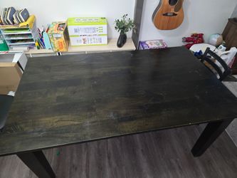 Dark Wood Dining Table with Bench
