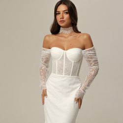 CATHALINA Long Wedding Dress, Modern Wedding Dress, Wedding Gown