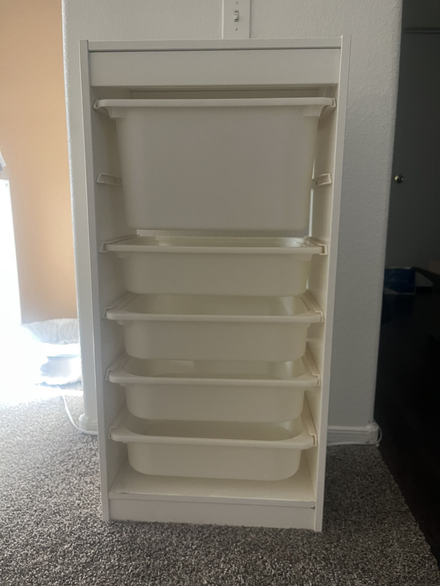 White Storage Bin Cabinet