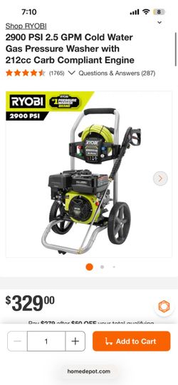 Pressure washer 2900 psi