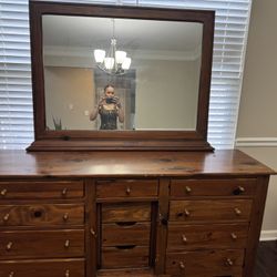 Solid Wood Dresser w/ Mirror – Sturdy 