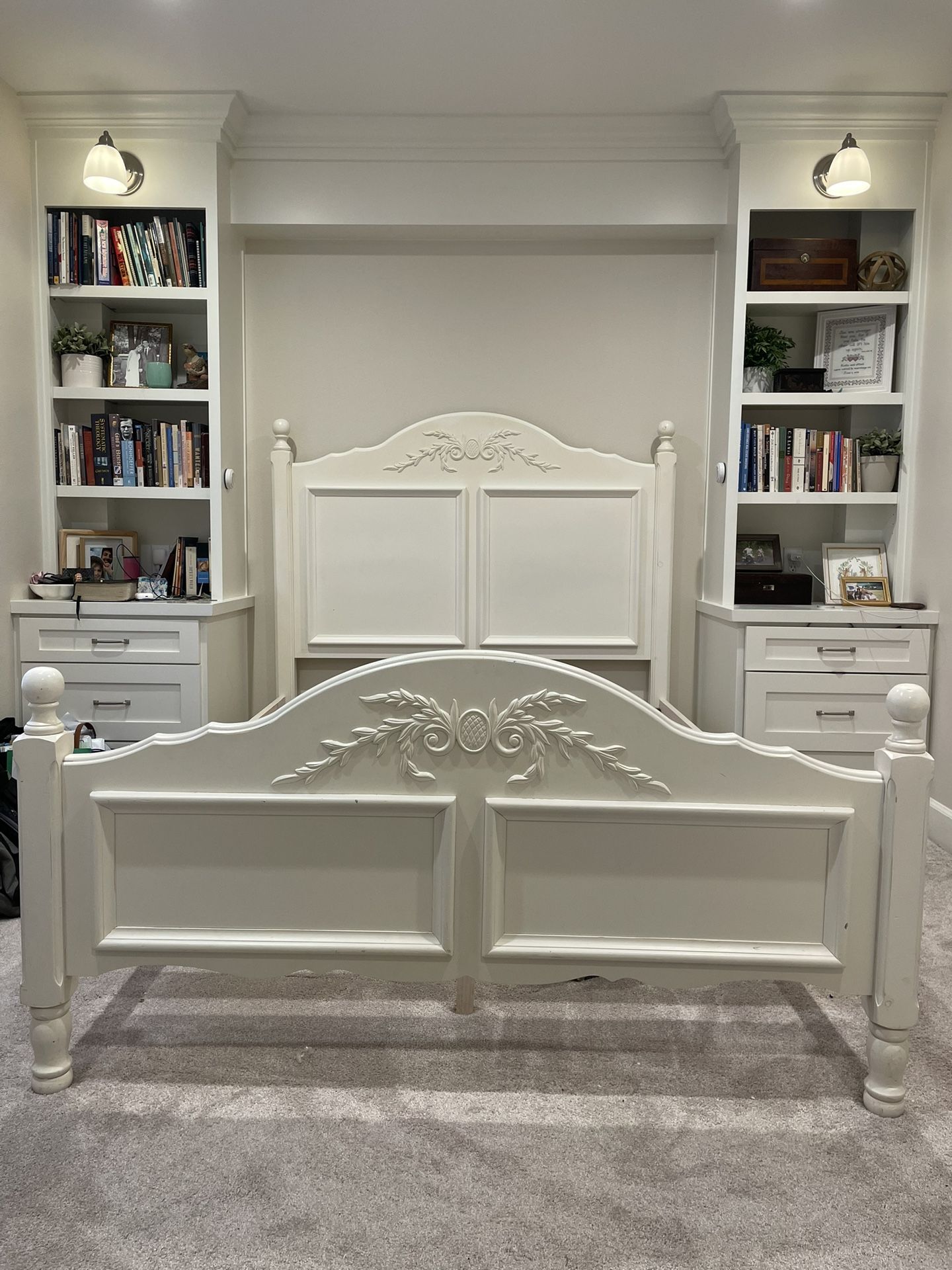 White Wood Full Bed Frame
