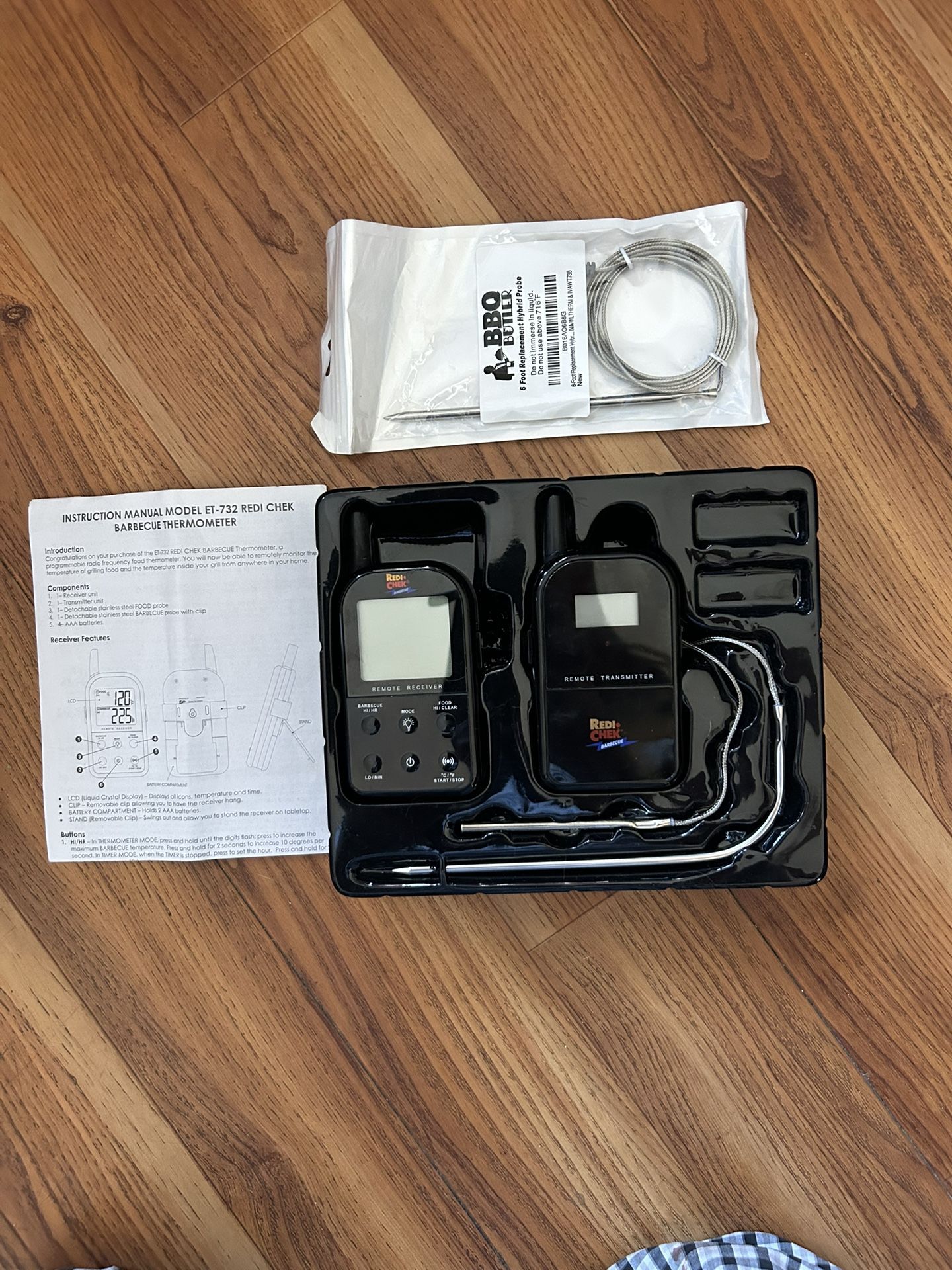 Wireless BBQ Thermometer Set With Extra Bonus 6ft Replacement Probe