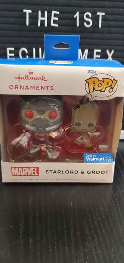Hallmark Funko Pop Marvel Starlord & Groot Ornaments