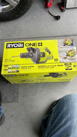 Ryobi 18 V 1+35 foot long drain auger for plumbers easily clears pipes up to 3 inches