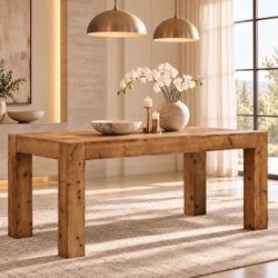 63-Inch Solid Wood Dining Table for 4-6 people - Rustic Brown