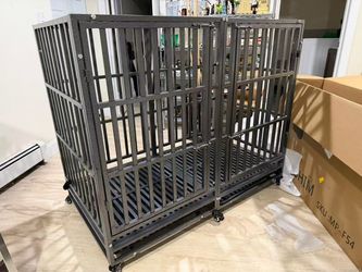 54" Heavy Duty Dog Crate with Wheels – XL/XXL for Large Dogs