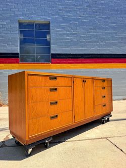 Vintage Mid-Century 12-Drawer Storage Credenza