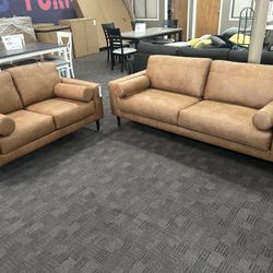 Camel Tan Sofa And Love Seat 