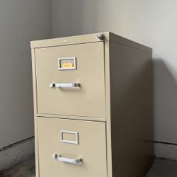 2-Drawer Metal Filing Cabinet - Perfect for Home Office!  Reliable and durable 2-drawer metal filing cabinet in a neutral tan/beige color. Great for s