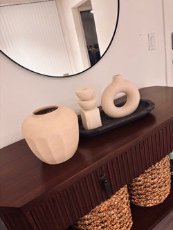 Set of 3 Neutral Ceramic Vases / Sculptural Home Decor