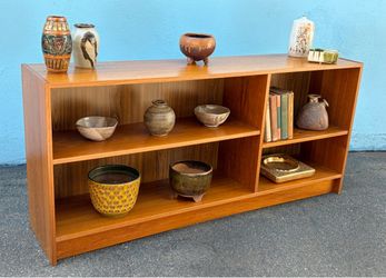 Danish Modern low teak bookcase