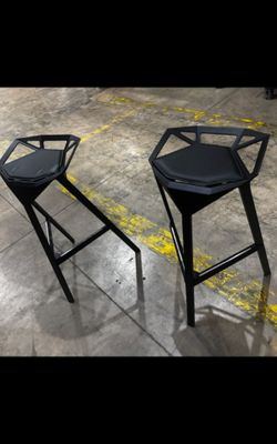 New (7) high end designer bar stools all black
