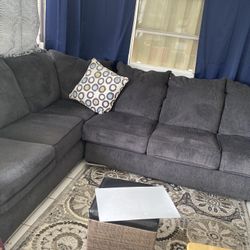 Only One Year Old  Sofa Set Dark Blue Color  Make Separate Or Make L Shape. Pet Free , Smoke Free.