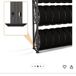 Industrial 3-Tier Storage Rack, Single Entry Steel Rack for Passenger & Light Truck Tires, 1100lb Capacity, Adjustable Height, 60" W x 18" D x 84" H, 