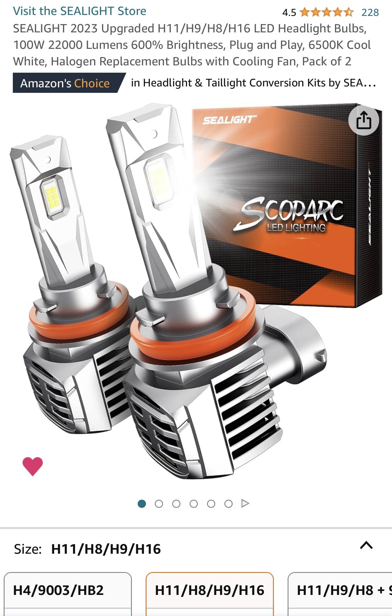 Sealight LED Headlight Bulb H11
