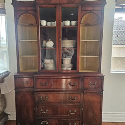 Fisher Real Wood China Cabinet With Desk