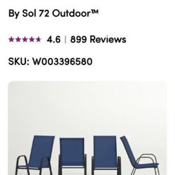 Navy Elgin Outdoor Stack Chairs With Flex Comfort Material And Metal Frame 