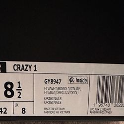 Adidas crazy 1 Kobe "Lakers Home"