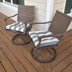 Set Of Two Outdoor Chairs With Seat Cushions 