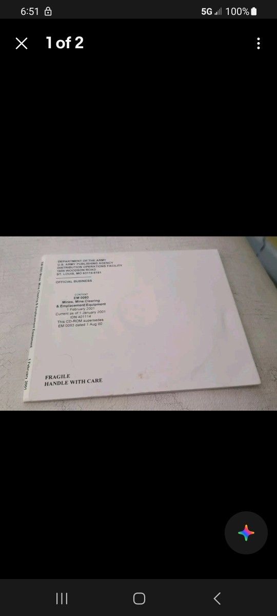 ARMY MANUAL/ CD ROM/ EM 0093/ MINES, MINE CLEARING, AND EMPLACEMENT EQUIP 1 FEB