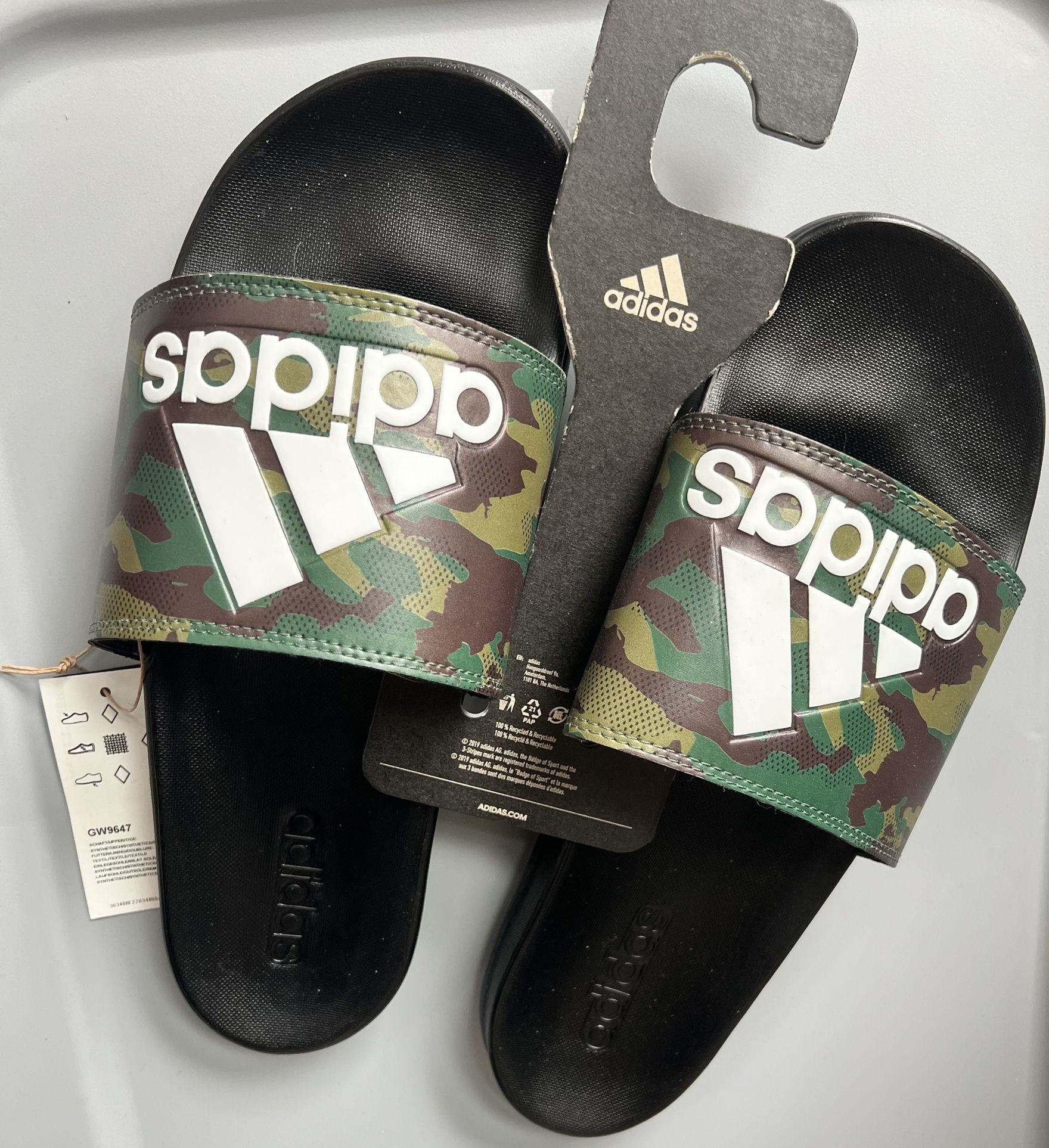 10 ADIDAS men’s Camo Slides Sandals NEW beach Pool Shower 
