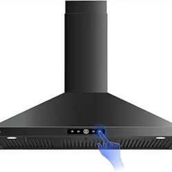 Wall Mount Range Hood 30 inch, 580 CFM Kitchen Vent Hood, Ducted/Ductless Convertible with Touch Control, Stainless Steel Stove Vent Hood, Easy Clean 