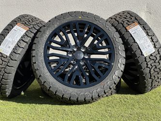 NEW 22" Chevy Silverado RST GMC Sierra Wheels 6x5.5 Yukon Denali Yukon Rims 285/45R22 Tires AT Tahoe 