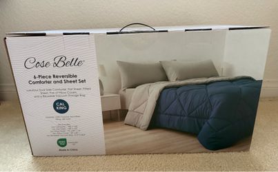 Cal King Reversible Comforter And Sheet Set, 6-Piece