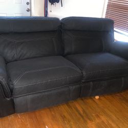 Black Multi fiber Reclining Couch With Cover