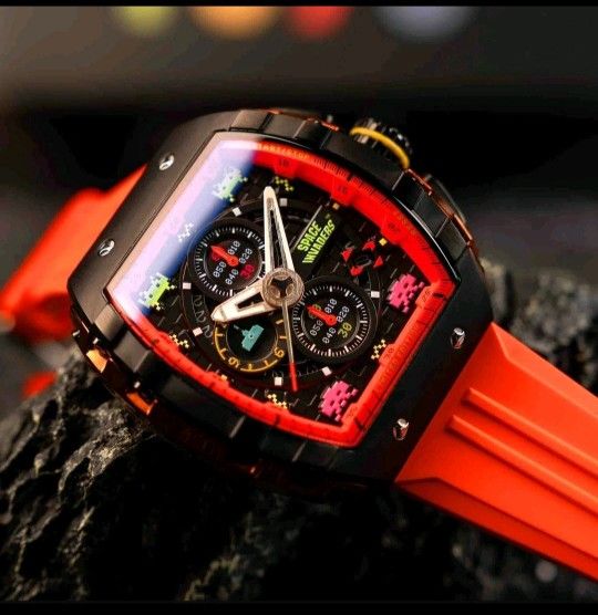 Nubeo Space Invaders Limited Edition Watch W/ Box & Accessories Pre-owned