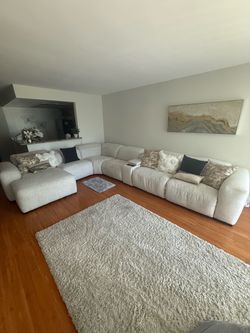Large Fabric Sectional Couch With Recliners