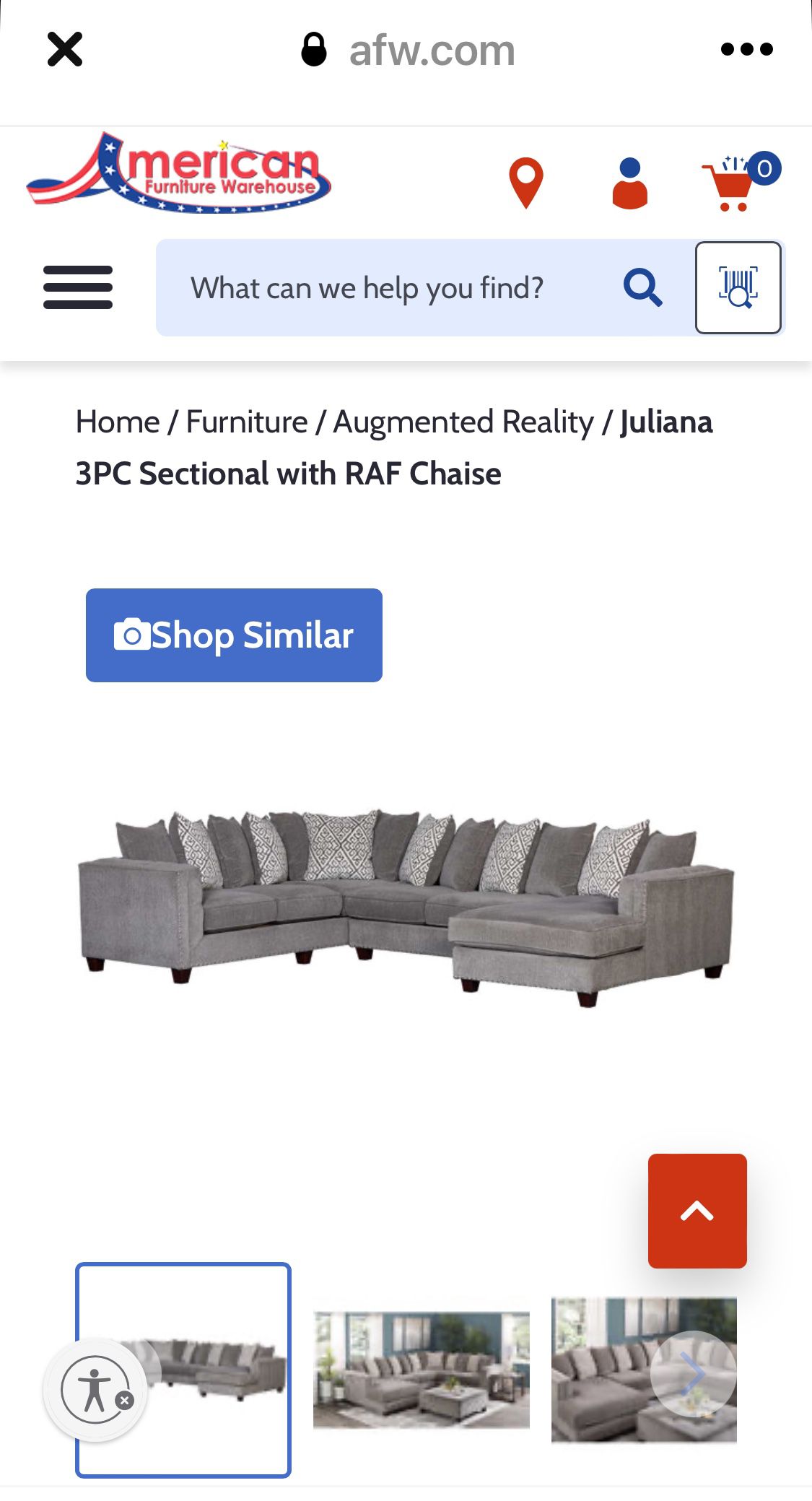 3PC Sectional with RAF Chaise sofa