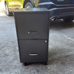 OBO: 2 Drawer Rolling Metal Filing Cabinet 