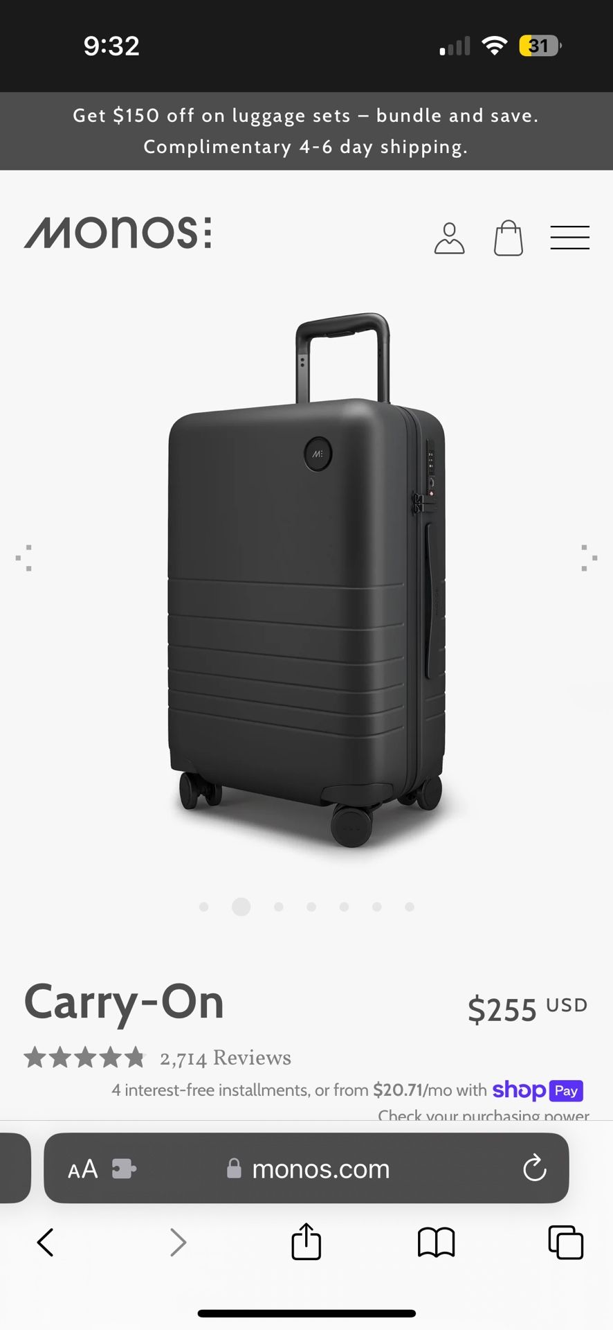 Monos Carry On - Great condition