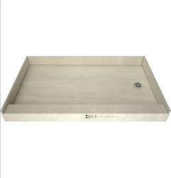 Redi
USA P3660R-PVC Redi Base Shower Pan, 60" W x 36" D, Right Round Polished Chrome Drain Plate
