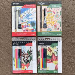 4 Brand new Brea Reese Christmas Colored Pencil Notepad & Scratch Art Craft Kits