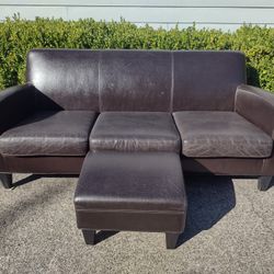 IKEA Dark Brown Leather Couch 