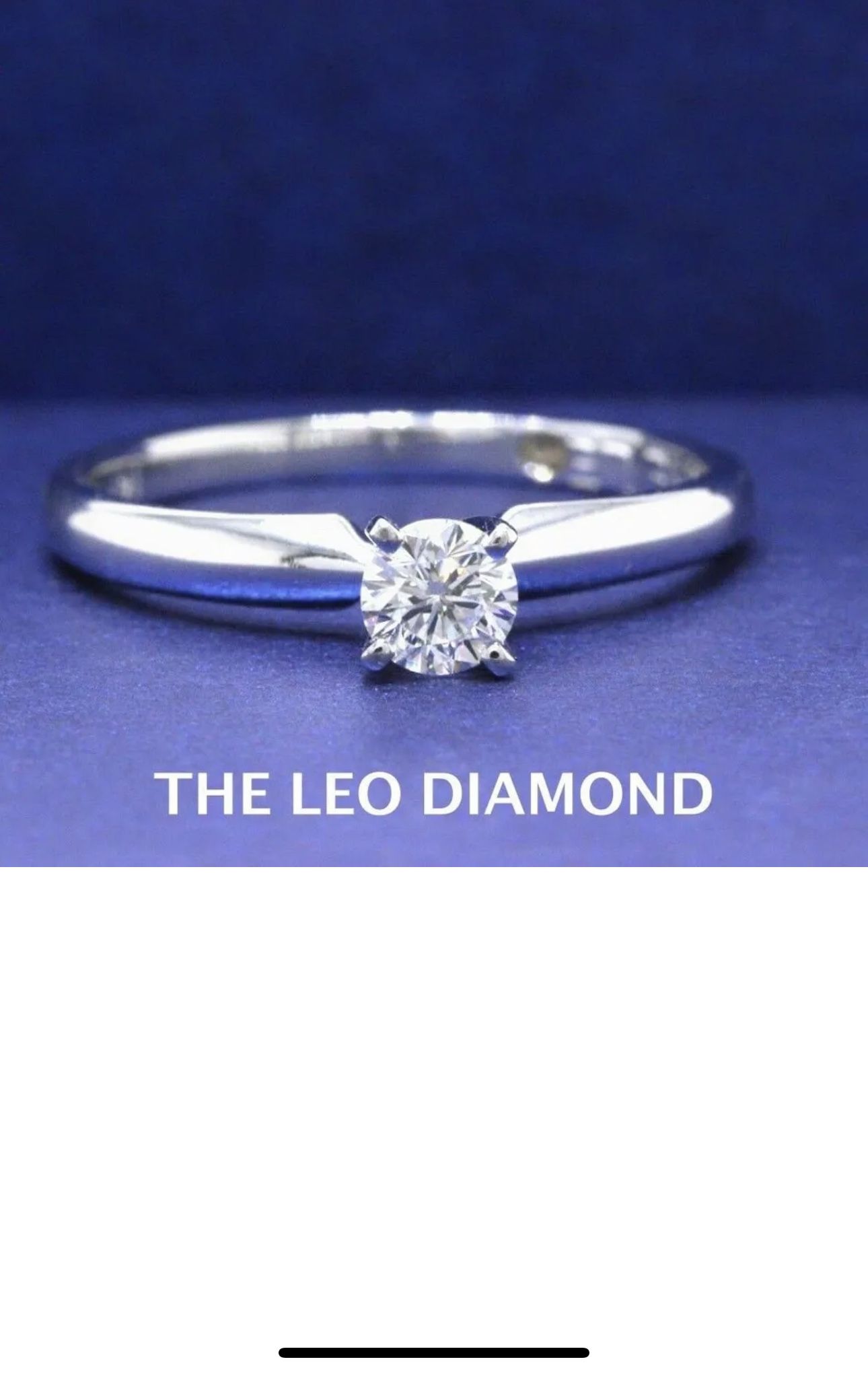 Leo Diamond Solitaire Engagement Ring Round 0.30 cts I VVS2 14k White Gold