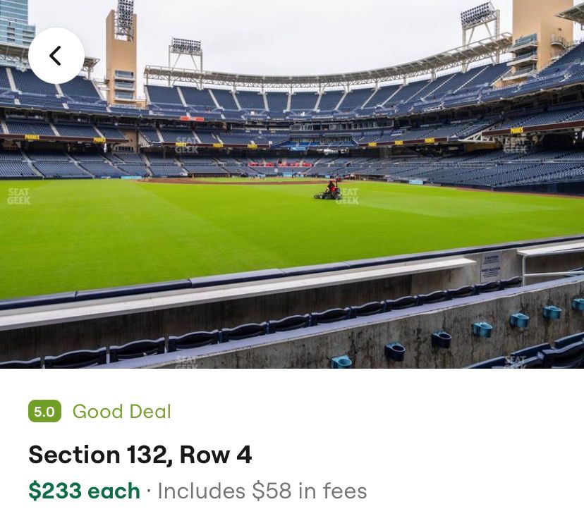Padres vs Yankees Saturday May 25 $175