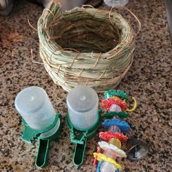 Bird Nest, Toys & Water Feeder
