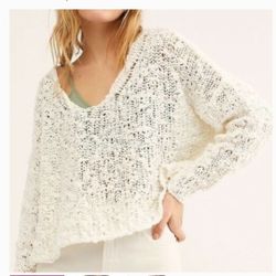 New Free People Loose Weave Cotton Sweater Size Large 
