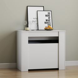 Expandable Dining Table for 10-12 People Transformer / Folding Console Space Saving Furniture Small Apartments White HILLCREST / UNIVERSITY HEIGHTS