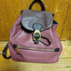Coach Cleo Backpack New York Designer Oxblood Burgundy Leather Travel Purse