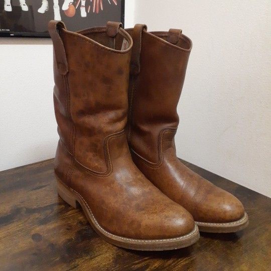 Red Wing 1155 Pecos Leather Work Boots Mens 10 E Brown Made In USA Vtg