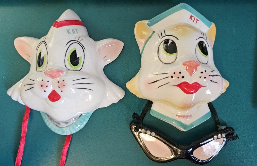 KIT and KAT Ceramic Mask Wall Hangings