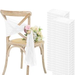 40 White Cheesecloth Chair Sashes