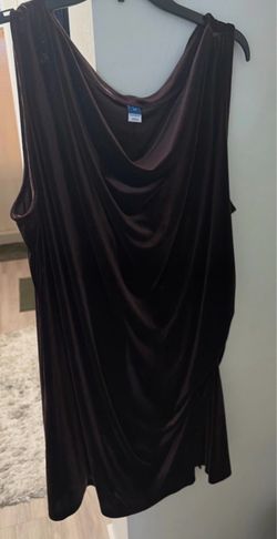 Dark Burgundy Faux Velvet Draped Sleeveless Dress