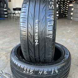 225/45/17 Lionhart ( 2 Used Tires ) Installed And Balanced 